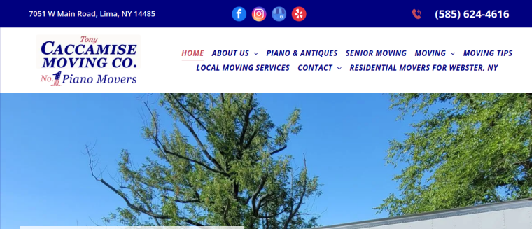 Screenshot of Tony Caccamise Moving website