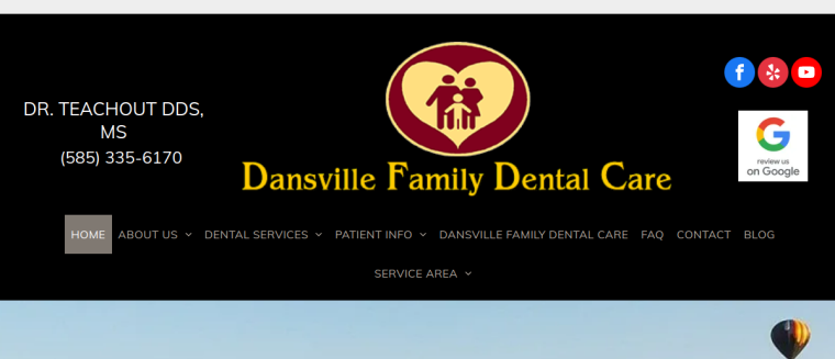 Screenshot of Dansville Family Dental Care website