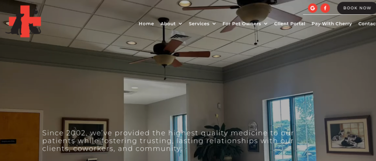 Screenshot of Animal Health Care Center website