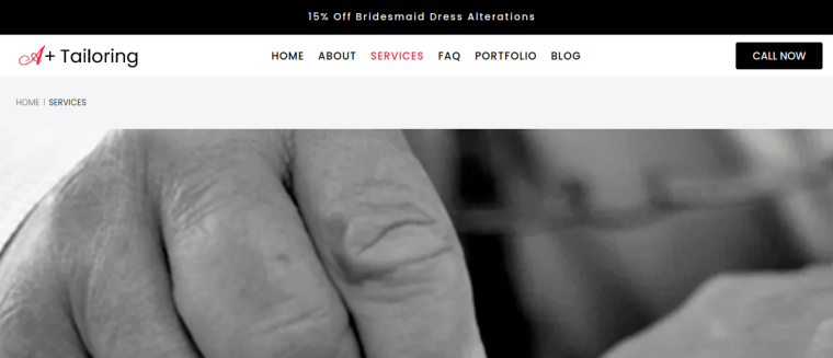 Screenshot of A Plus Tailoring website