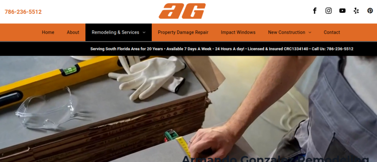Screenshot of Armando Gonzalez Remodeling LLC website