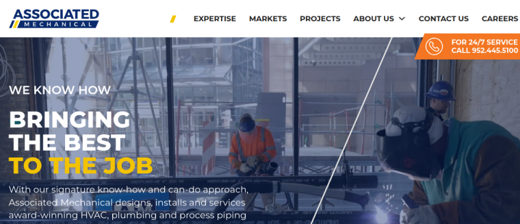 Screenshot of Associated Mechanical Contractors, Inc. website