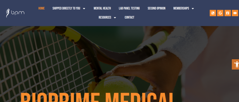 Screenshot of Dr. Bradley Noon | BioPrime Medical website