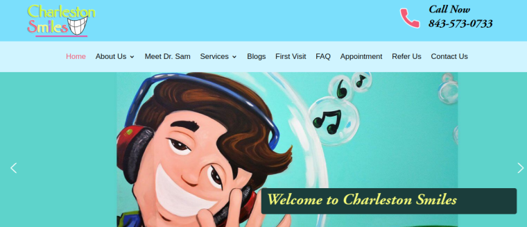 Screenshot of Charleston Smiles website