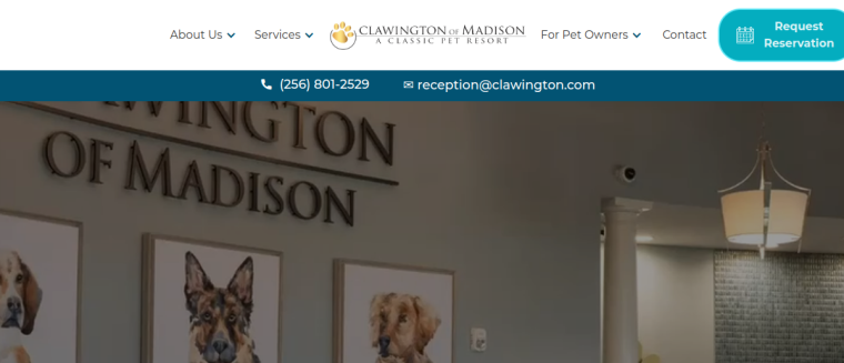 Screenshot of Clawington of Madison website