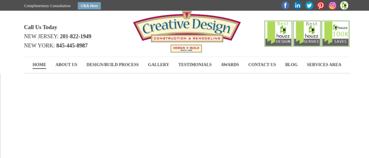 Screenshot of Creative Design Construction & Remodeling, Inc. website
