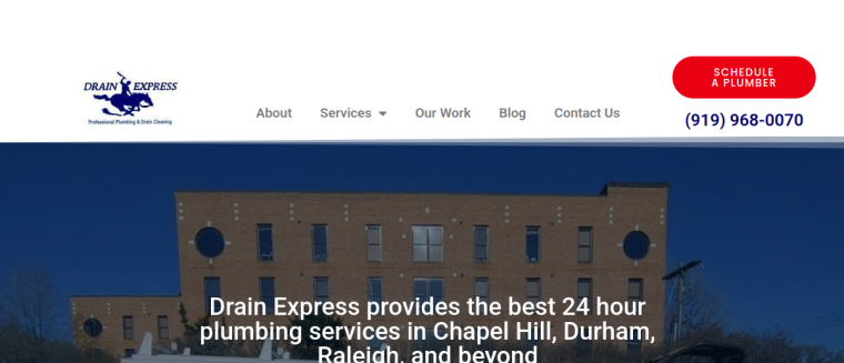 Screenshot of Drain Express website