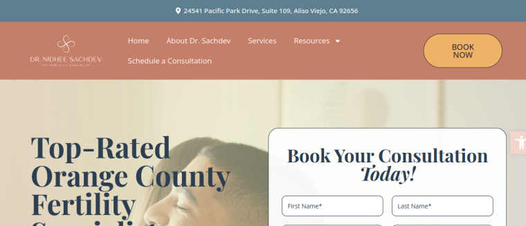 Screenshot of Nidhee Sachdev, MD website