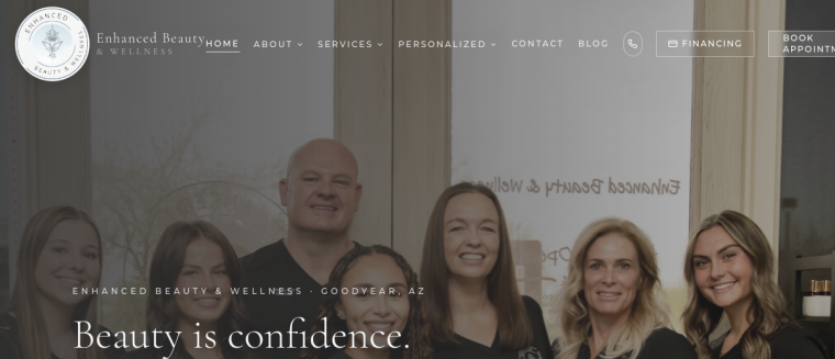 Screenshot of Enhanced Beauty & Wellness website