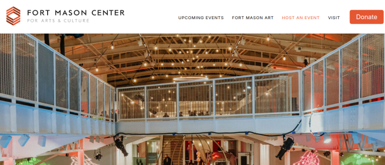 Screenshot of Fort Mason Center for Arts & Culture website