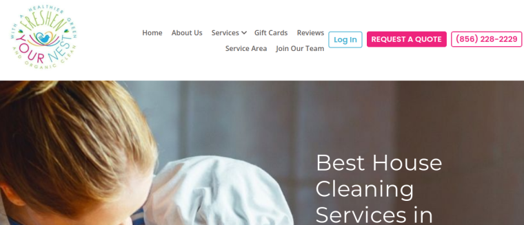 Screenshot of Freshen Your Nest Cleaning Services website