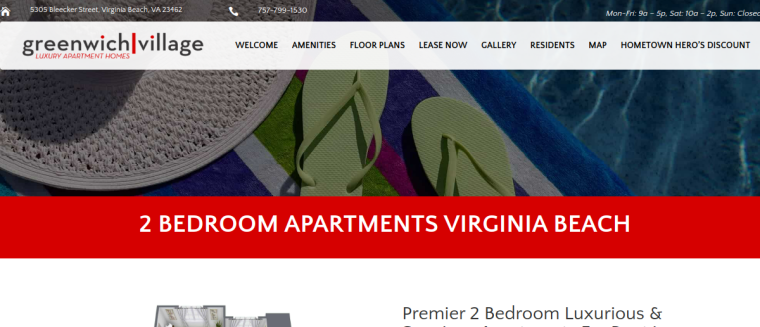 Screenshot of Greenwich Village Apartments website
