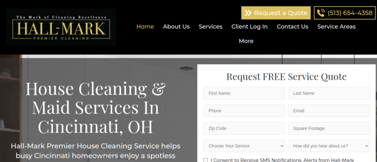 Screenshot of Hall-Mark Premier House Cleaning Service website