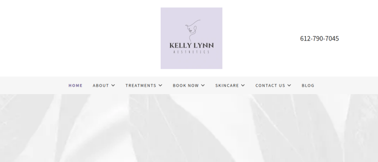 Screenshot of Kelly Lynn Aesthetics website