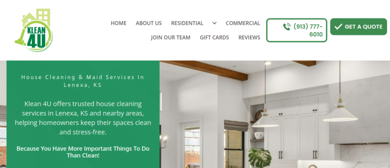 Screenshot of Klean4U website