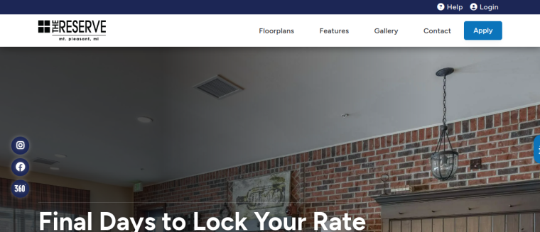 Screenshot of The Reserve at Mt. Pleasant website