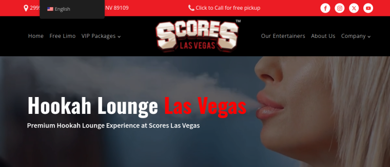 Screenshot of Scores Las Vegas Gentleman's Club website