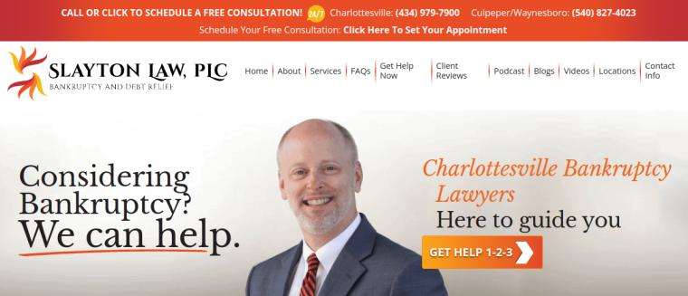 Screenshot of Slayton Law, PLC website