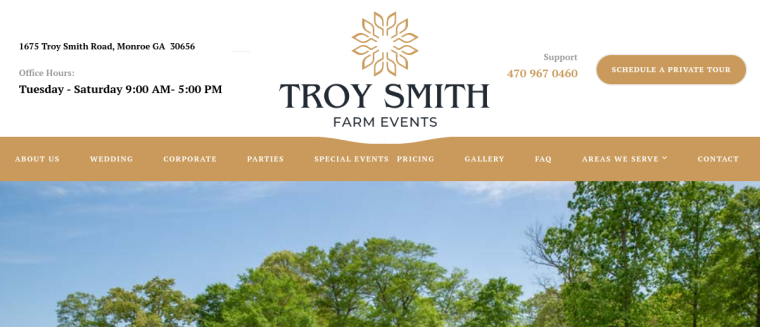 Screenshot of Troy Smith Farm Events website
