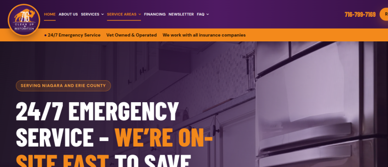 Screenshot of 716 Clean Up & Restoration website
