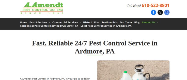 Screenshot of A Amendt Pest Control website