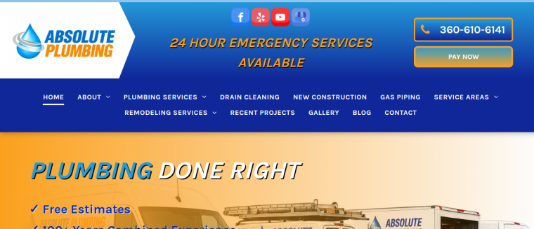 Screenshot of Absolute Plumbing website