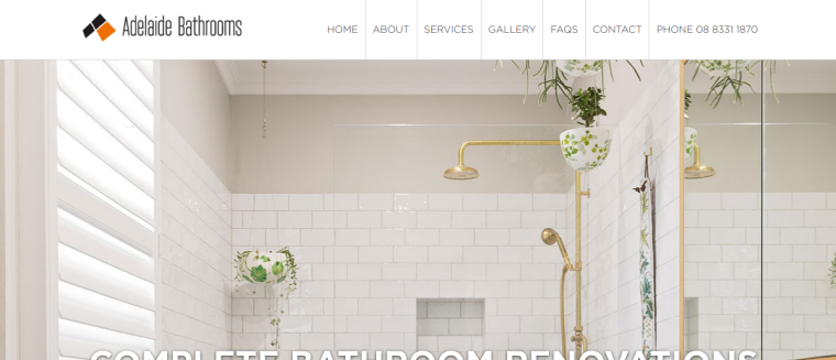 Screenshot of Adelaide Bathrooms website