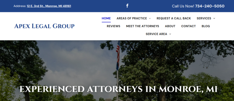 Screenshot of Apex Legal Group, PLLC website