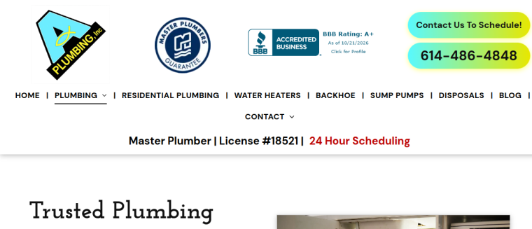 Screenshot of A-Plumbing, Inc. website
