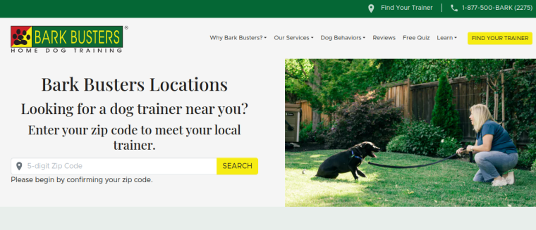 Screenshot of Bark Busters Home Dog Training Brevard County website