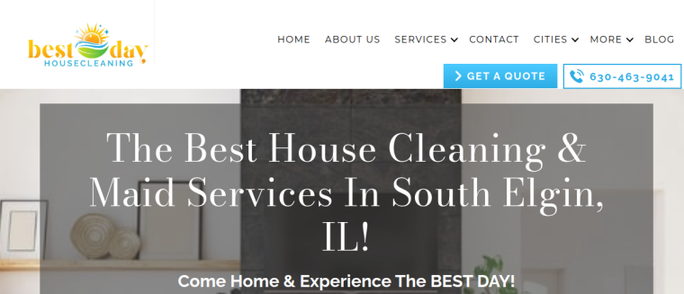 Screenshot of Best Day Housecleaning website