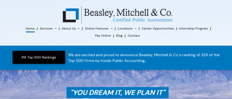 Screenshot of Beasley, Mitchell, & Co. website