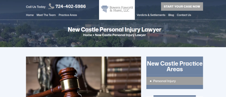 Screenshot of Bowers Fawcett & Hurst, LLC website