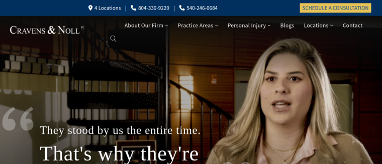 Screenshot of Cravens & Noll PC website