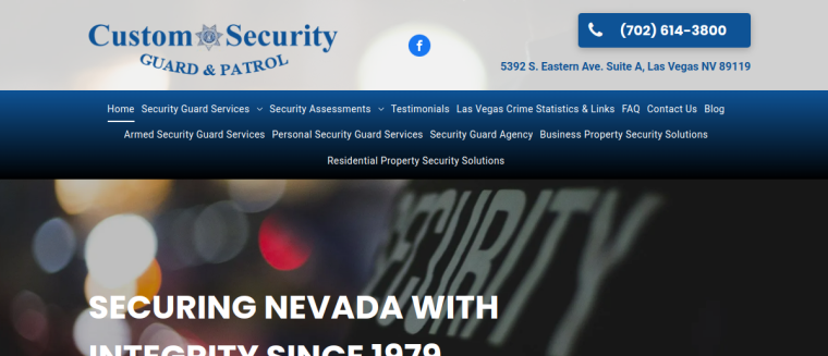 Screenshot of Custom Security Guard & Patrol LLC website