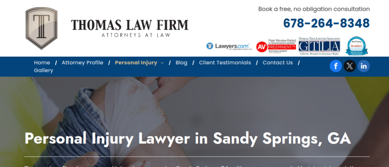 Screenshot of Thomas Law Firm website