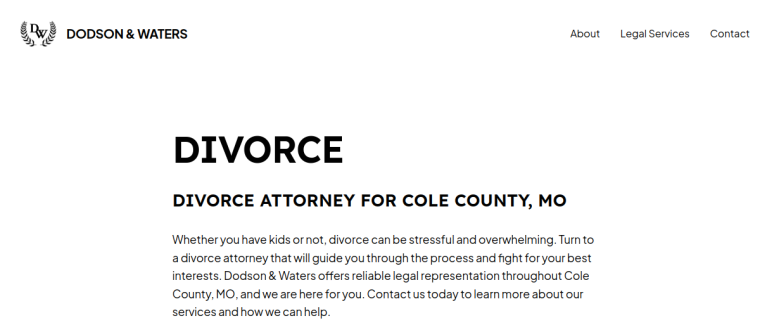 Screenshot of Dodson & Waters Law Offices website