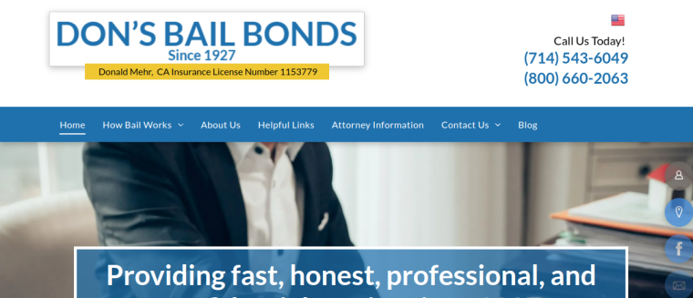Screenshot of Don's Bail Bonds website