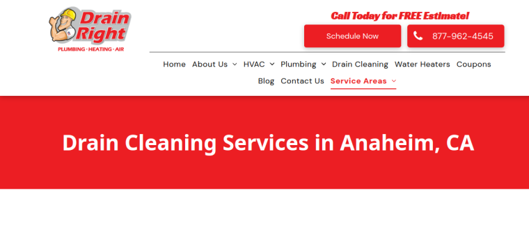 Screenshot of Drain Right Services website