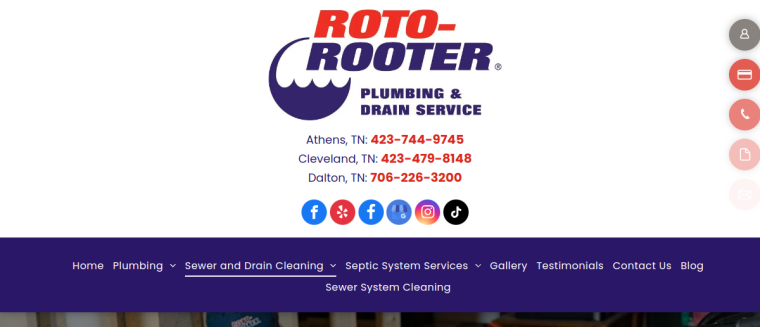 Screenshot of Roto Rooter Sewer & Drain Service website
