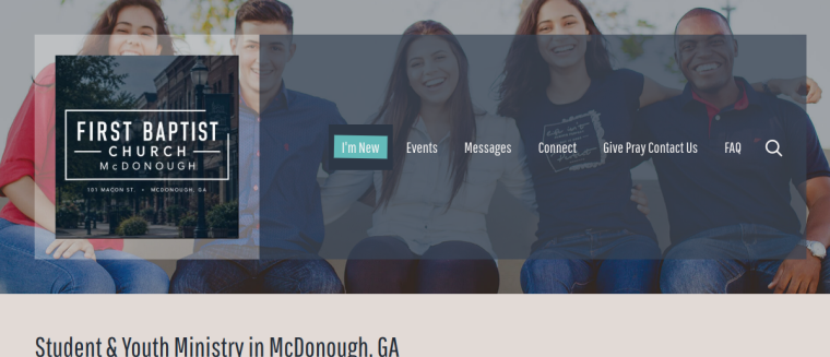 Screenshot of First Baptist Church of McDonough website