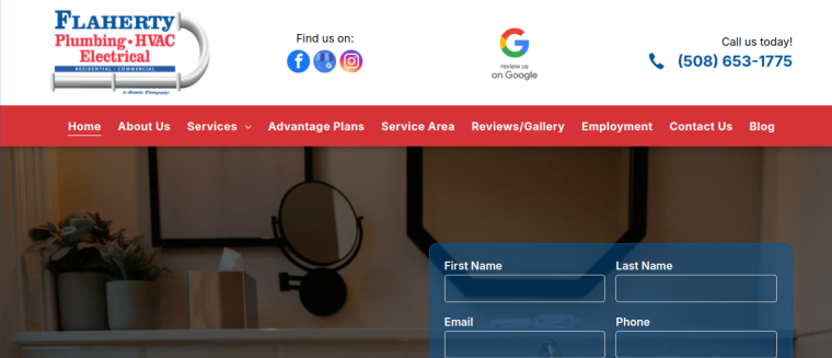Screenshot of Flaherty Plumbing & HVAC website