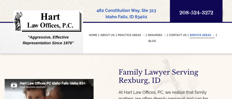 Screenshot of Hart Law Offices, PC website