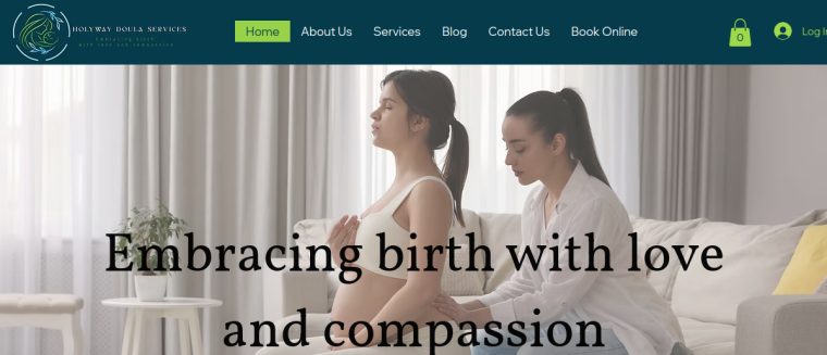 Screenshot of Holyway Doula Services website