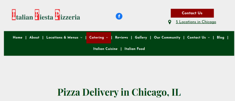 Screenshot of Italian Fiesta Pizzeria website