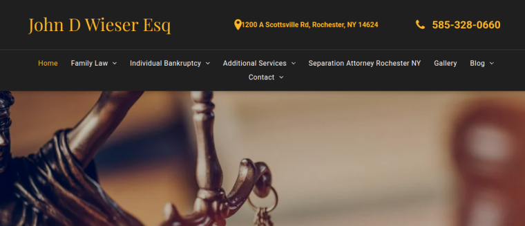 Screenshot of John D Wieser Esq, PC website