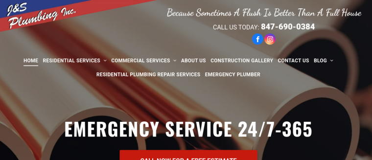 Screenshot of J & S Plumbing Inc website