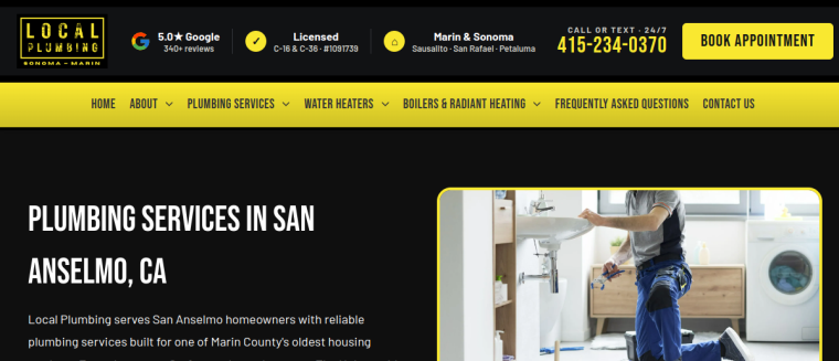 Screenshot of Local Plumbing website