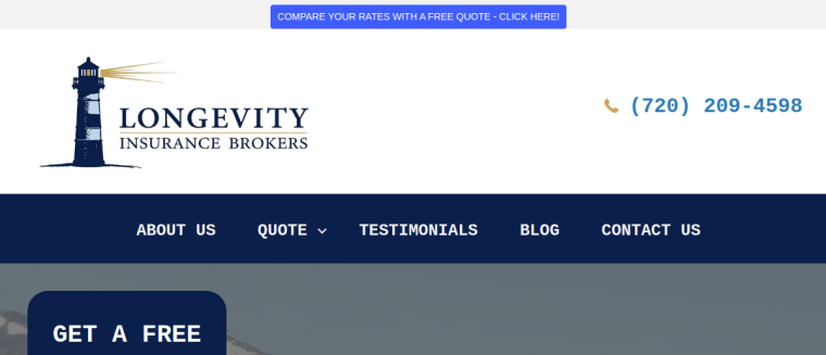Screenshot of Longevity Brokers website