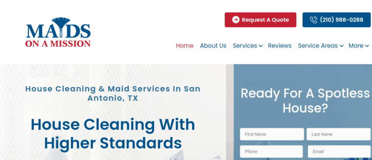 Screenshot of Maids On a Mission website